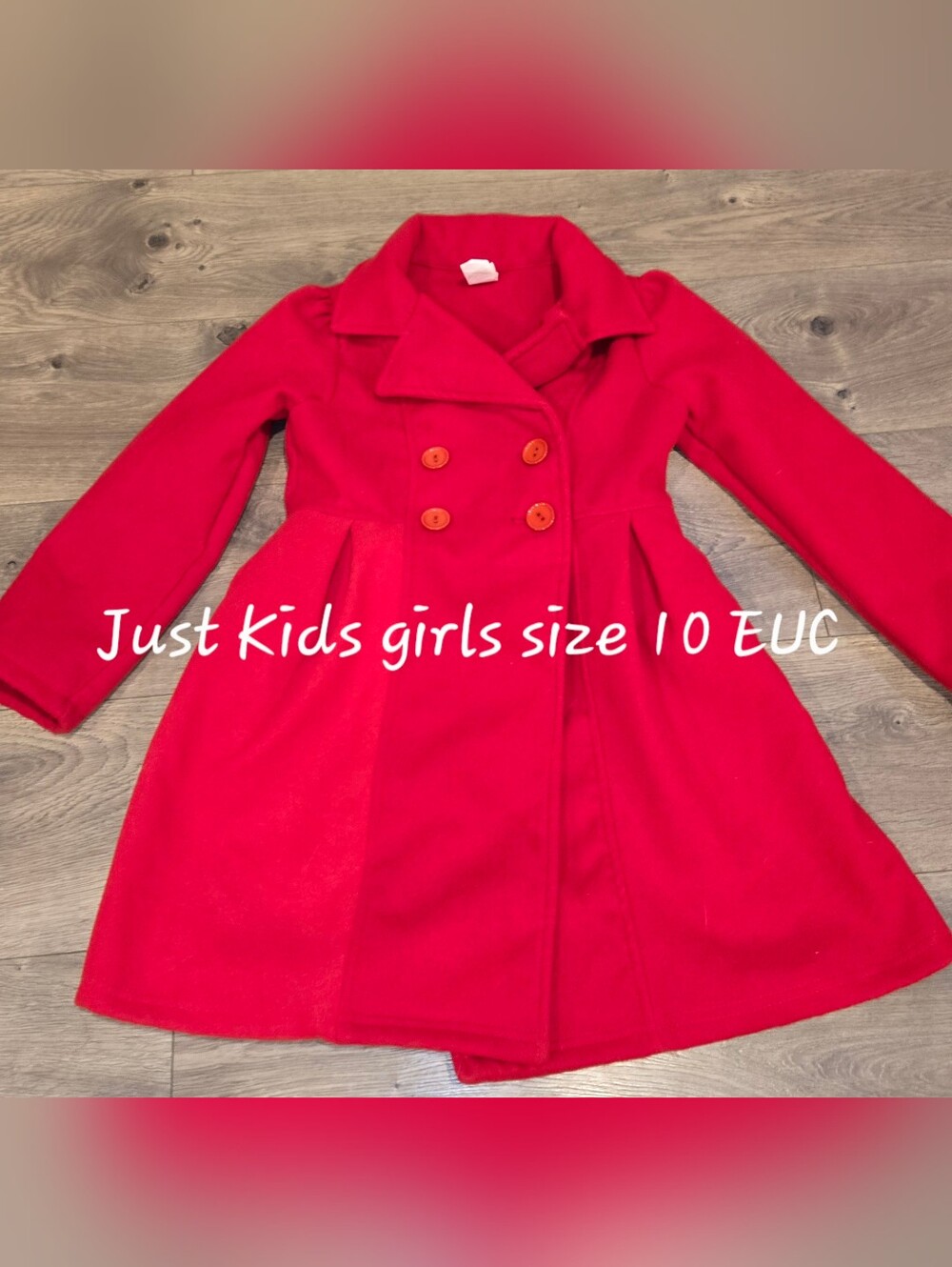 Girls Red Wool-Blend Coat